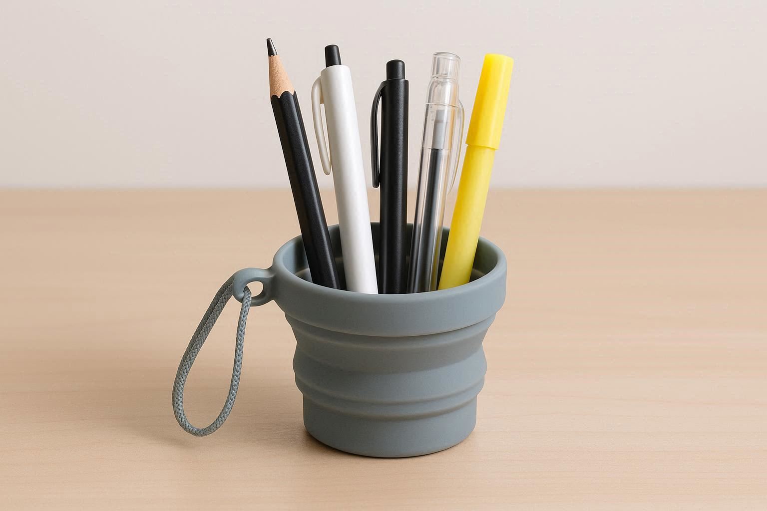 Silicone Collapsible Travel Pen Cup - Image 1