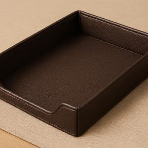 23 Faux Leather Desktop Organizer Tray