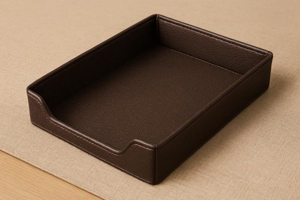 23 Faux Leather Desktop Organizer Tray