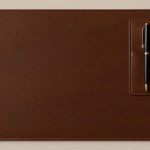 25 Leather Desk Blotter Pad with Pen Holder