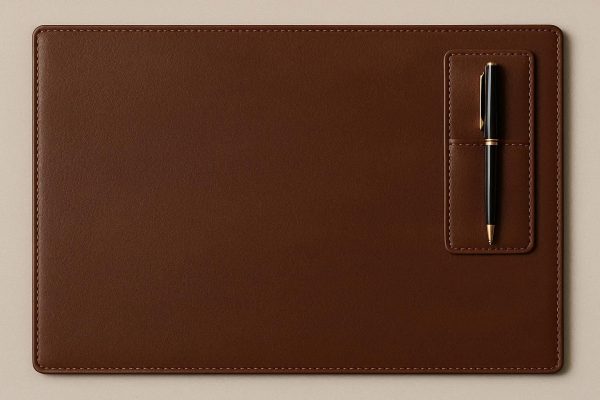 25 Leather Desk Blotter Pad with Pen Holder