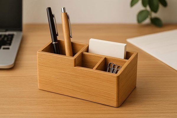 9 Bamboo Wooden Pen Holder Desk Organizer